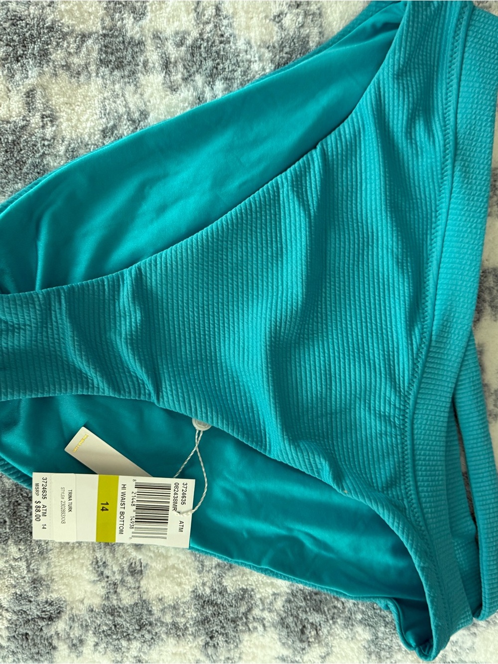 Trina Turk Turquoise Ribbed Swim Bottom